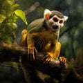 Black capped squirrel monkey  Made With Generative AI illustration Royalty Free Stock Photo