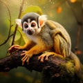 Black capped squirrel monkey  Made With Generative AI illustration Royalty Free Stock Photo