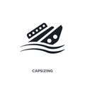 black capsizing isolated vector icon. simple element illustration from nautical concept vector icons. capsizing editable logo