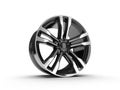 Black car alloy wheel, isolated over white background. 3D rendering illustration. Royalty Free Stock Photo