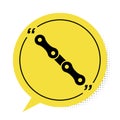 Black Car chain icon isolated on white background. Yellow speech bubble symbol. Vector Royalty Free Stock Photo