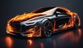 Black car with flames.