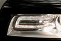 Car headlight close up view