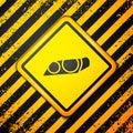 Black Car headlight icon isolated on yellow background. Warning sign. Vector Illustration Royalty Free Stock Photo