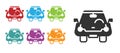 Black Car icon isolated on white background. Front view. Set icons colorful. Vector Royalty Free Stock Photo