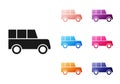 Black Car icon isolated on white background. Front view. Set icons colorful. Vector Royalty Free Stock Photo