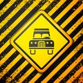 Black Car icon isolated on yellow background. Front view. Warning sign. Vector Royalty Free Stock Photo