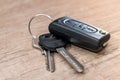 Black car key on wooden desk Royalty Free Stock Photo