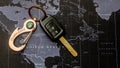 black car keys on black map Royalty Free Stock Photo