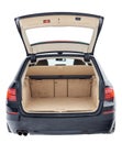 Black car with open brown clean trunk