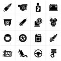 Black Car part and services icons Royalty Free Stock Photo