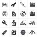 Black Car parts and services icons Royalty Free Stock Photo