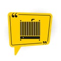 Black Car radiator cooling system icon isolated on white background. Yellow speech bubble symbol. Vector Illustration