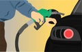 Black car refuel in gas station