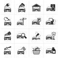 Black Car and road services icons Royalty Free Stock Photo