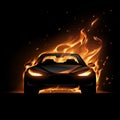 Black car silhouette with fire flame effect Royalty Free Stock Photo