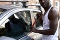 black Car thief steal car breaking door criminal job burglar Hijacks, cropped Auto thief