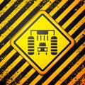 Black Car wash icon isolated on yellow background. Carwash service and water cloud icon. Warning sign. Vector