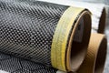 Black carbon fiber composite raw material close up Royalty Free Stock Photo