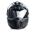 Black carbon motorcycle helmet. Offroad motocross helmet with shield isolated on white background Royalty Free Stock Photo