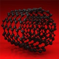 Black carbon nanotubes on red background Royalty Free Stock Photo
