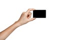 Black card in hand on white background