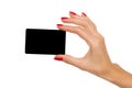 Black Card And Red Nails Royalty Free Stock Photo