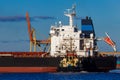 Black cargo ship mooring