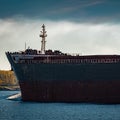 Black cargo ship`s bow Royalty Free Stock Photo
