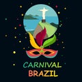 Black carnival Brazil background with festive mask. Royalty Free Stock Photo