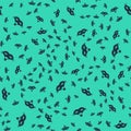 Black Carnival mask icon isolated seamless pattern on green background. Masquerade party mask. Vector Royalty Free Stock Photo