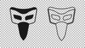 Black Carnival mask icon isolated on transparent background. Masquerade party mask. Vector Royalty Free Stock Photo