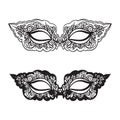 Black carnival mask on the white background. Beautiful lace mask.