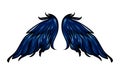 Black cartoon bird wings