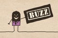 Black cartoon Man with Buzz Sign Royalty Free Stock Photo