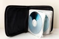 Black Case for CD and DVD on white background. Technology from the 90s Royalty Free Stock Photo