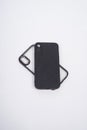 Black case and transparent case for iPhone, isolated on white background. Royalty Free Stock Photo