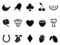 Black casino and slot icons set