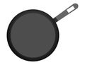 Top-View Elegance: Black Cast Iron Frying Pan Isolated on White Background - Vector Illustration