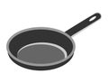 Chef\'s Choice: Classic Black Cast Iron Frying Pan Vector Illustration on White Background