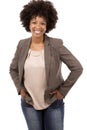 Black casual woman on white background Royalty Free Stock Photo
