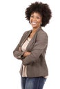 Black casual woman on white background Royalty Free Stock Photo