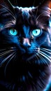 Black cat on a black background. Royalty Free Stock Photo