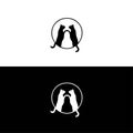 Black cat circle logo . Circle creative cat vector Royalty Free Stock Photo