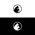 Black cat circle logo . Circle creative cat vector Royalty Free Stock Photo