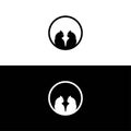 Black cat circle logo . Circle creative cat vector Royalty Free Stock Photo