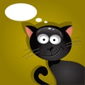 Black cat with a cloud of thoughts. Vector illustration Royalty Free Stock Photo