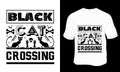 Black cat crossing SVG, Halloween t-shirt design.