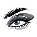 Black cat eye makeup art. Long lashes wih Mascara , beauty treatment, mink fake lashes illustration in vector