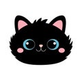 Black cat face head silhouette icon. Kitten with blue eyes. Cute cartoon funny baby character. Funny kawaii animal. Pet collection Royalty Free Stock Photo